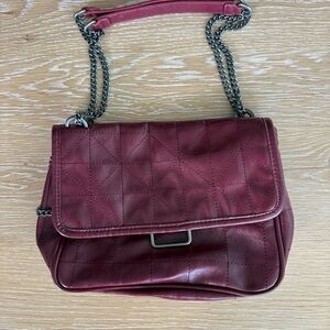 Zara Quilted Burgundy Shoulder Bag with Chain Strap